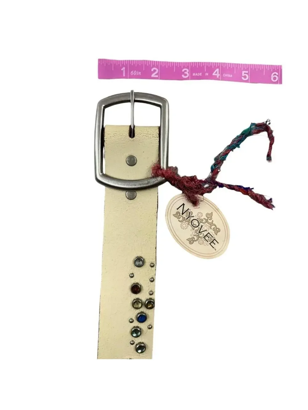 Nyovee Studded Leather Belt Cream NWT